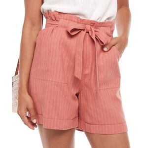 NWT Now + Gen by Sonoma Linen-Blend Paperbag Waist Shorts Pink Size XL